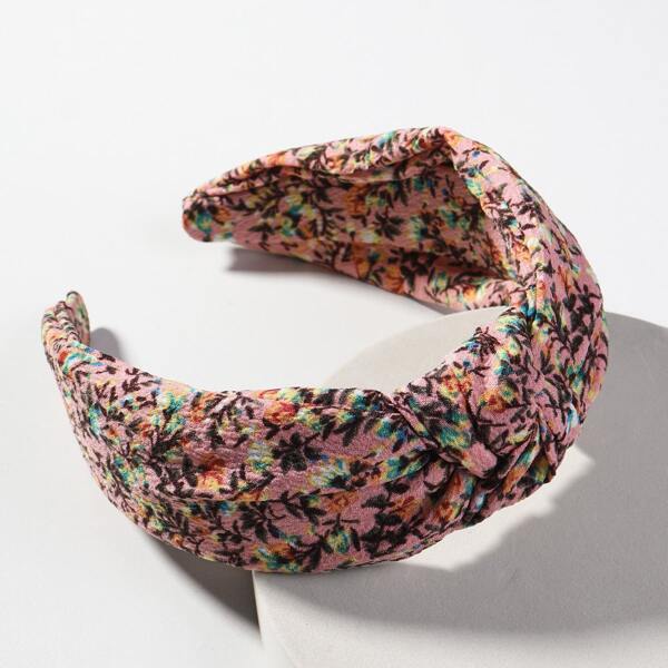 

Flower Print Knot Decor Headband, Multicolor