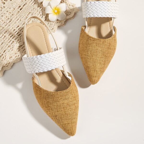

Point Toe Braided Design Slingback Flats, Yellow