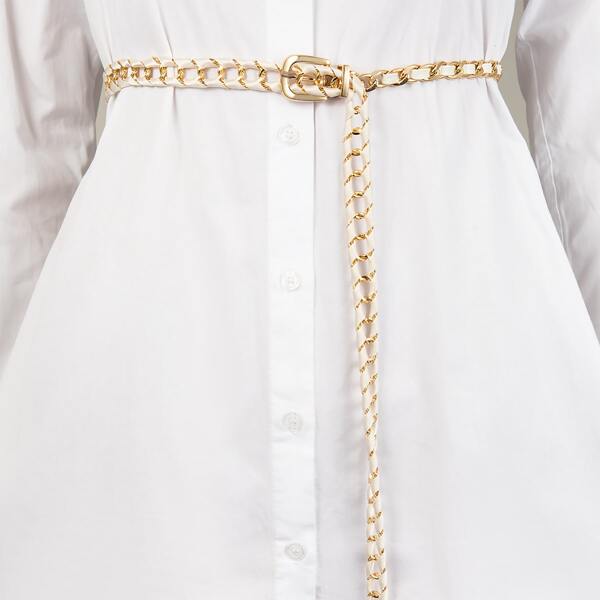 

Metal Chain Belt, White
