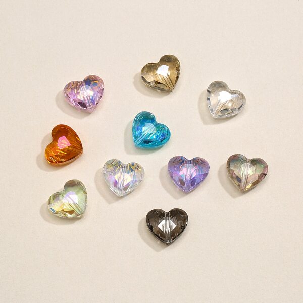 

10pcs Heart Shaped Bead DIY Jewelry Accessories, Multicolor