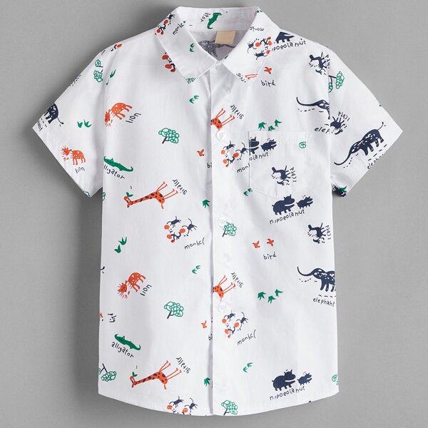 

Toddler Boys Cartoon Graphic Shirt, White