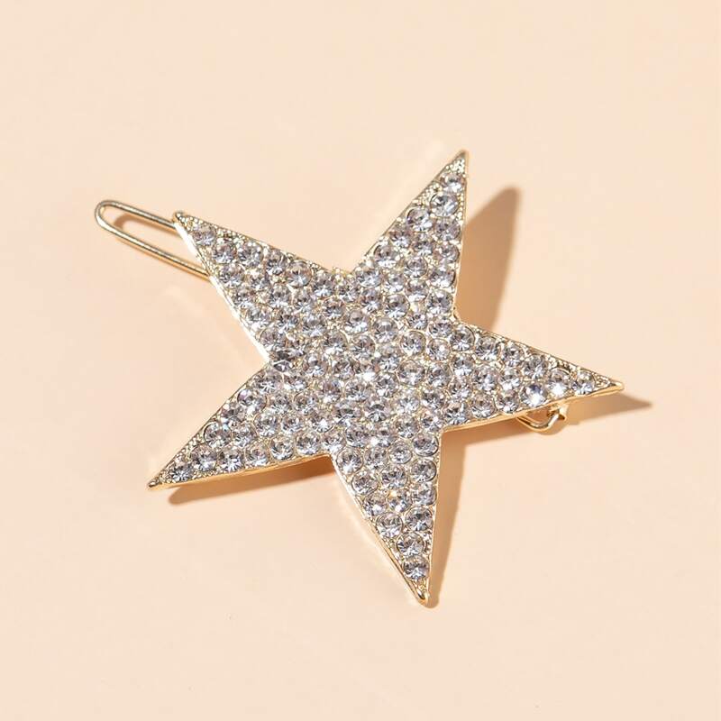

1pc Rhinestone Star Hair Clip, Gold