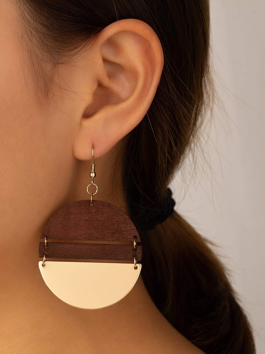 Geo Drop Earrings - Yellow Gold - View 1