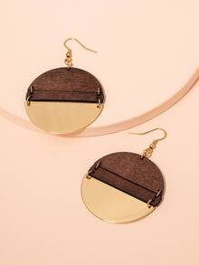 Geo Drop Earrings - Yellow Gold - View 2
