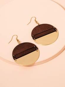 Geo Drop Earrings - Yellow Gold - View 3
