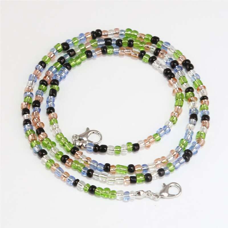 

1pc Beaded Face Mask Chain, Green