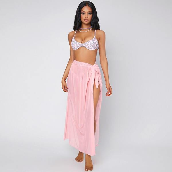 

Knot Waist Cover Up Skirt, Pink
