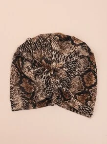 Snakeskin Print Head Wrap Bonnet Hair Bonnet Turban - Brown - View 2