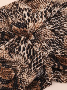 Snakeskin Print Head Wrap Bonnet Hair Bonnet Turban - Brown - View 3