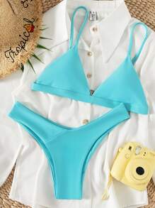 夏季海滩度假的三角比基尼 - 薄荷藍 - 查看 3