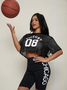 SHEIN SXY Áo nữ cắt Lá thư Gợi cảm - màu đen - Xem 1