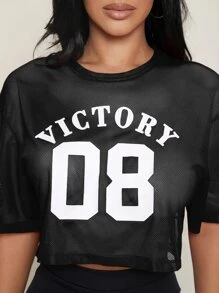 SHEIN SXY Áo nữ cắt Lá thư Gợi cảm - màu đen - Xem 4