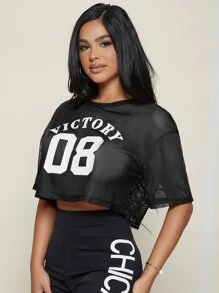 SHEIN SXY Áo nữ cắt Lá thư Gợi cảm - màu đen - Xem 5