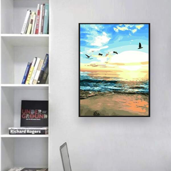 

Sea Print DIY Diamond Unframed Painting, Multicolor