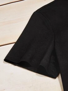 SHEIN Unity Camiseta con estampado de corazón y letras - Negro - Ver 3