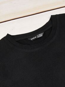 SHEIN Unity Camiseta con estampado de corazón y letras - Negro - Ver 4