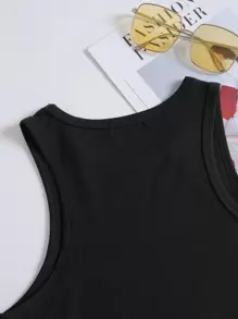 SHEIN Unity Bear Print Tank Top - Black - View 4