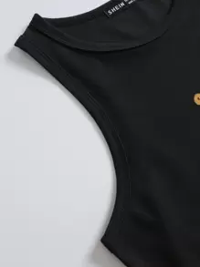 SHEIN Unity Bear Print Tank Top - Black - View 5