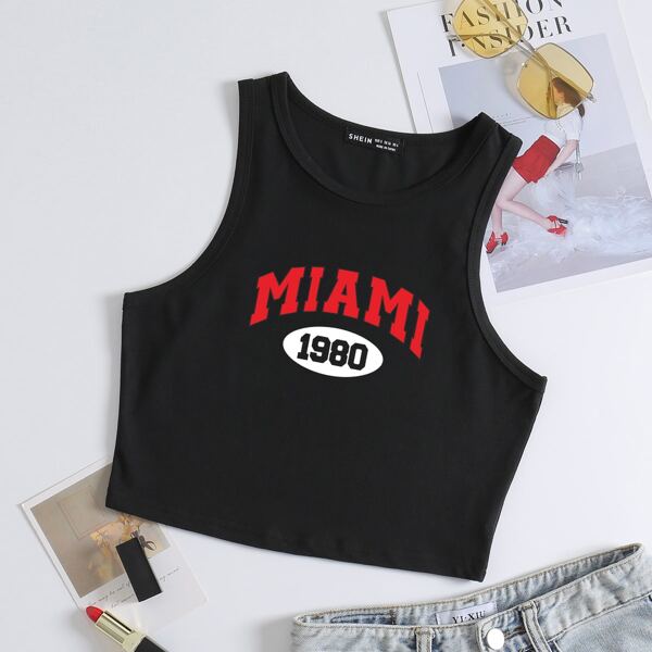 

Letter Graphic Tank Top, Black