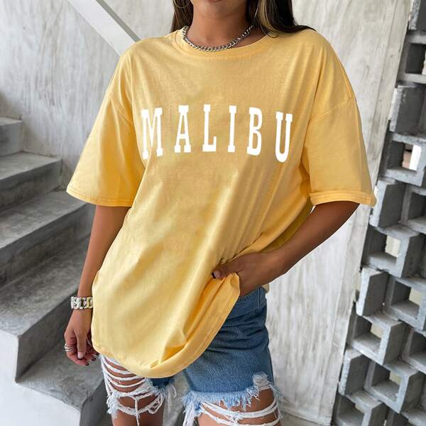 

Letter Graphic Drop Shoulder Tee, Yellow