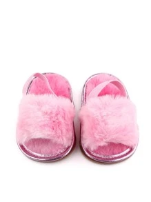Chanclas de bebé mullidas de talón abierto - Rosa - Ver 3