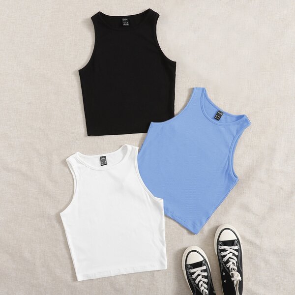 

3 Pack Solid Tank Top, Multicolor