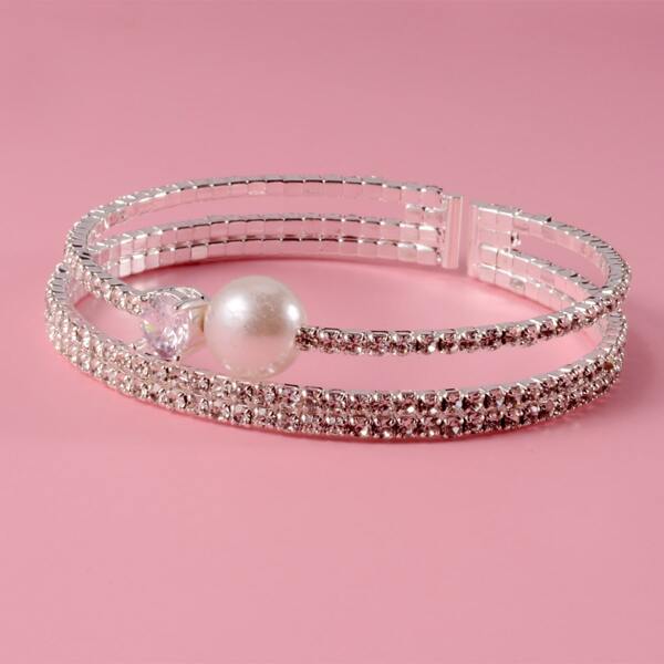 

Rhinestone Decor Bracelet, Silver