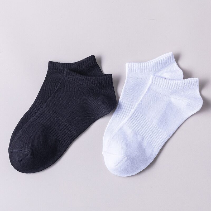 

2pairs Plain Ankle Socks, Black and white