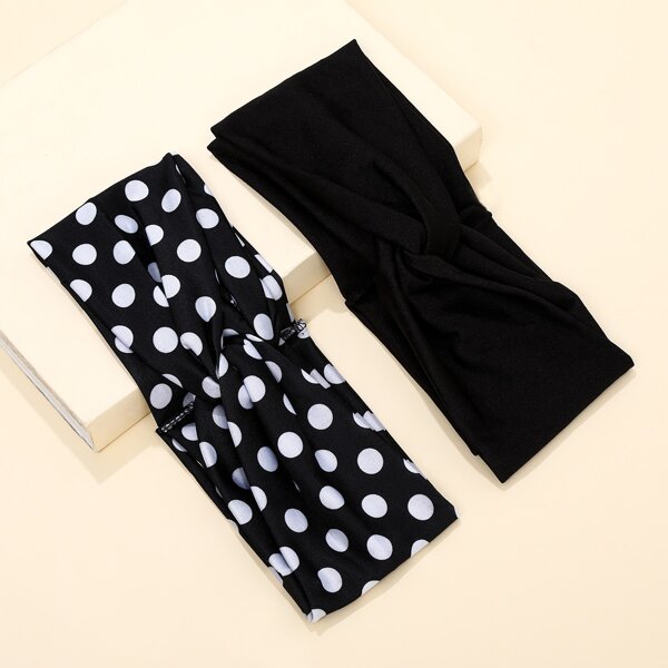 

2pcs Polka Dot Hair Band, Multicolor