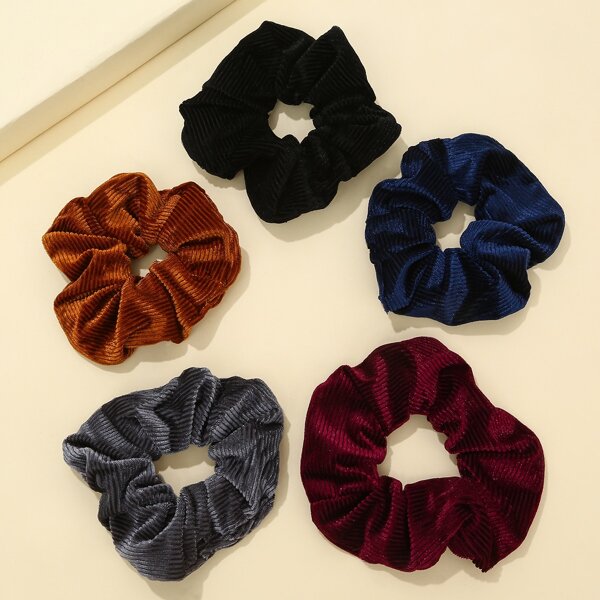 

5pcs Solid Scrunchie, Multicolor
