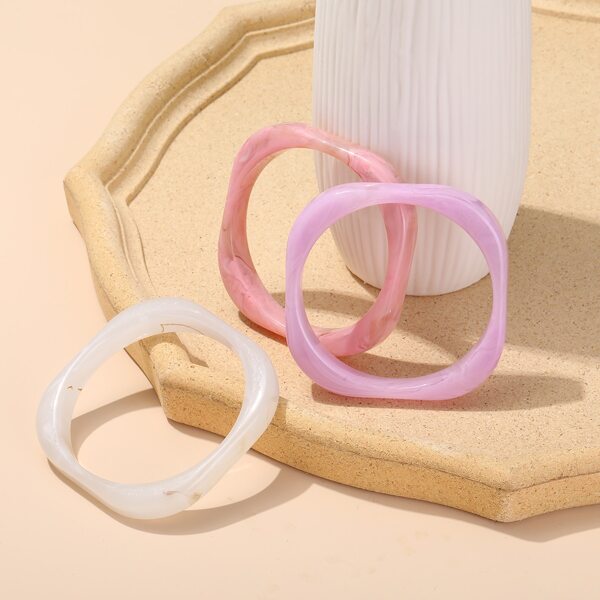 

3pcs Geometric Bracelet, Multicolor