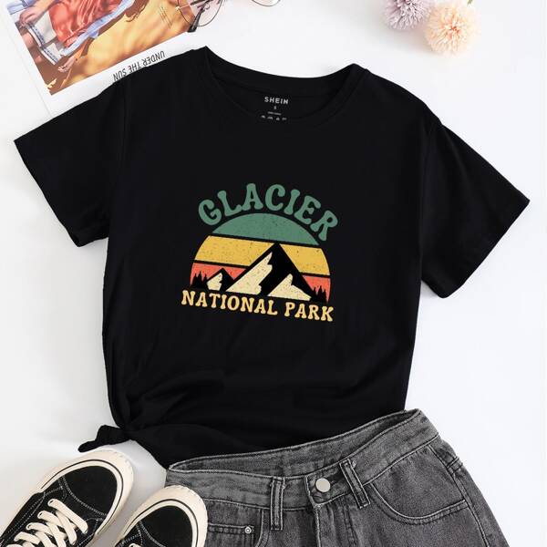 

Letter & Hill Print Tee, Black