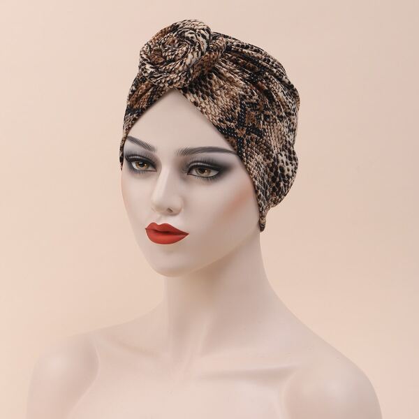 

Snakeskin Print Head Wrap, Brown