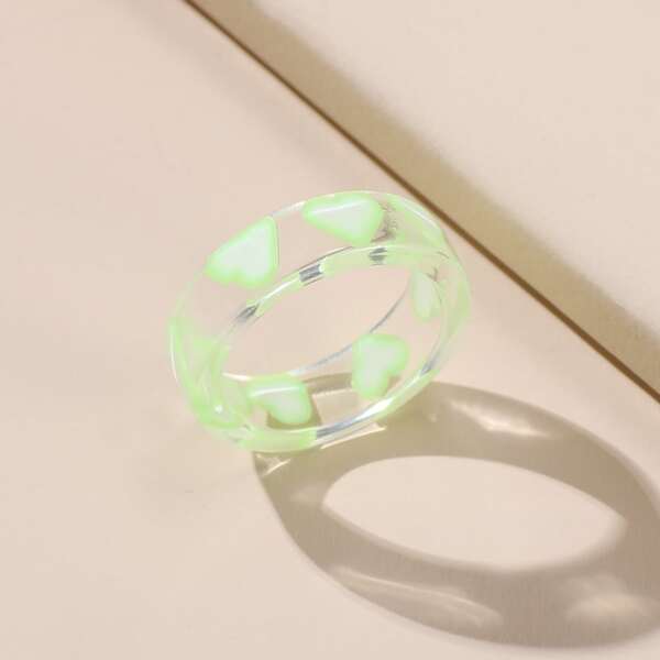 

Heart Decor Ring, Green