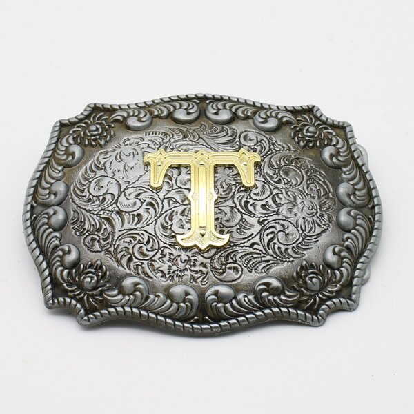 

Men Letter Decor Belt Buckle, Gun black