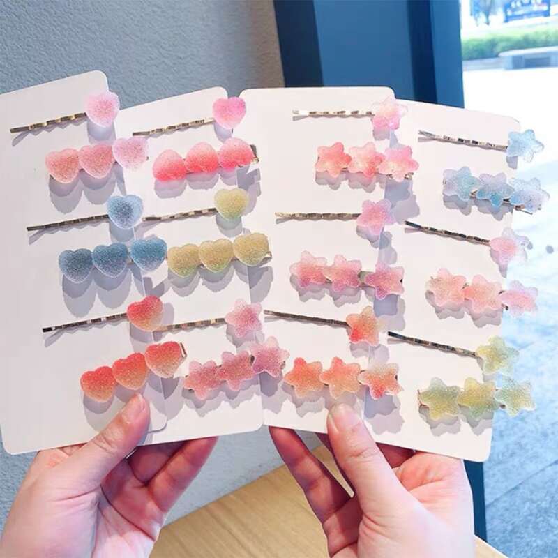 

3pairs Random Star & Heart Hair Clip, Multicolor