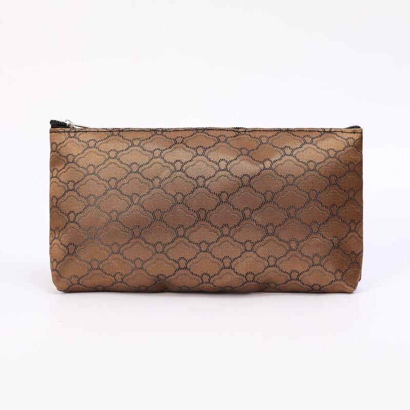 

Graphic Zipper Makeup Bag, Rust brown
