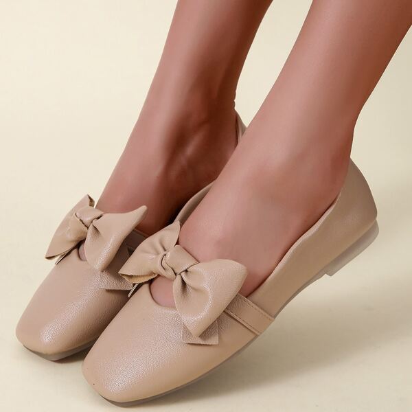 

Bow Decor Slip On Flats, Camel