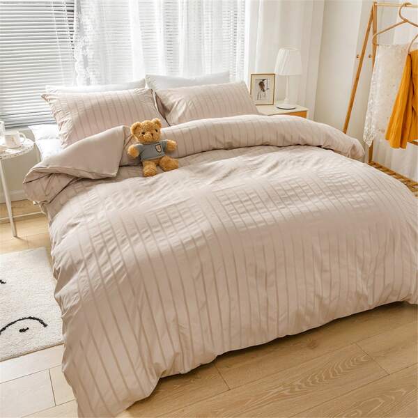 

Solid Color Seersucker Duvet Cover Set Without Filler, Khaki