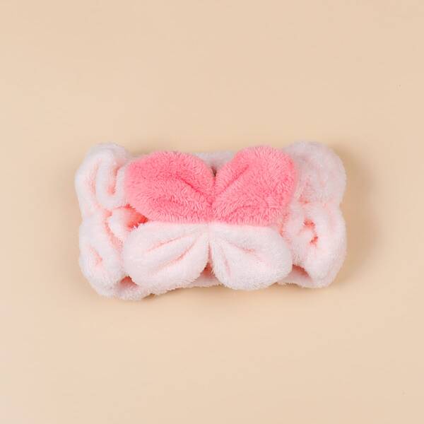 

1pc Plush Bath Headband, Pink