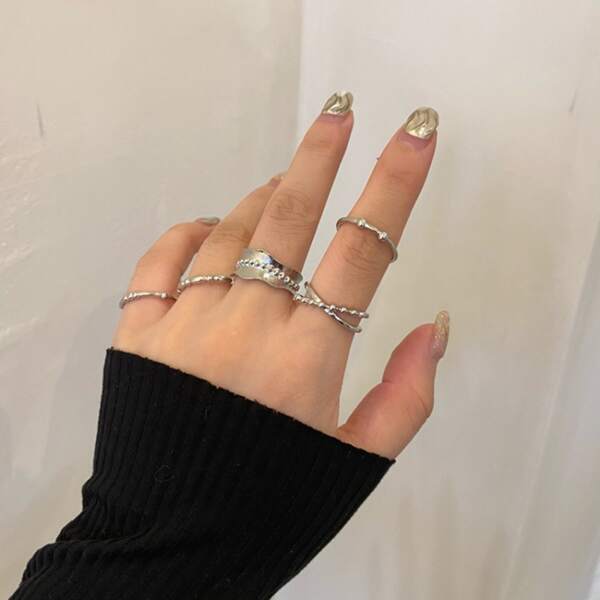 

5pcs Minimalist Ring, Silver