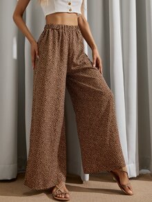 Allover Print Wide Leg Trousers - Multicolor - View 5