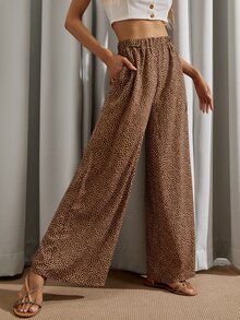 Allover Print Wide Leg Trousers - Multicolor - View 6