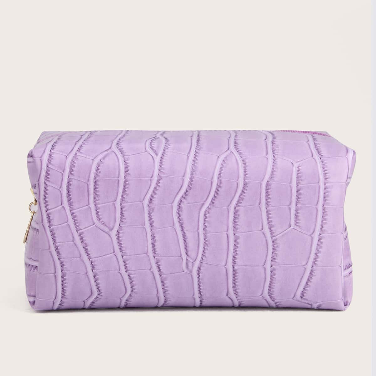 

Crocodile Pattern Square Makeup Bag, Purple