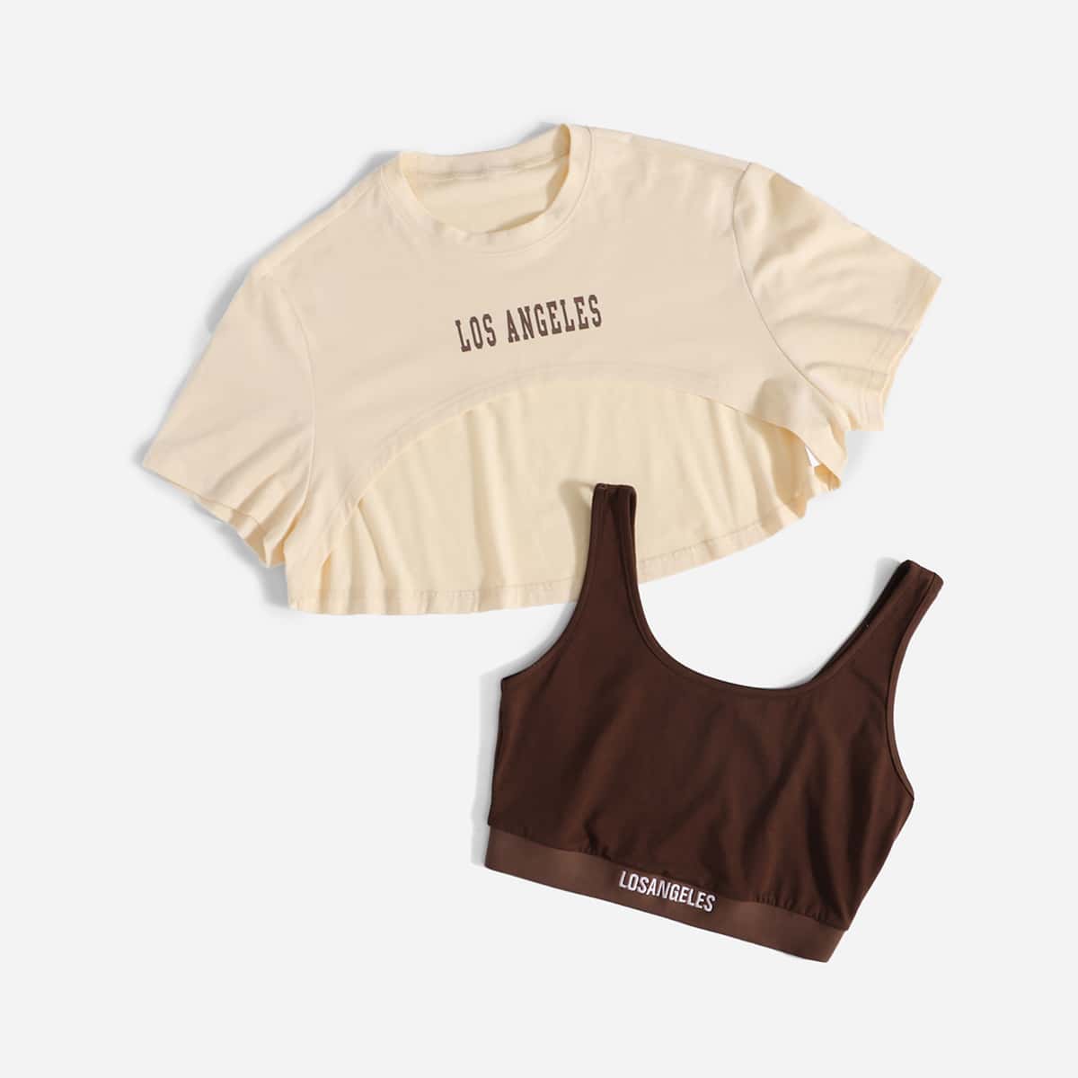 

Letter Super Crop Tee & Embroidery Tank Top, Multicolor