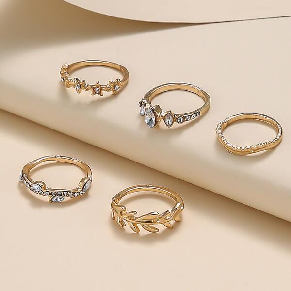 

5pcs Alloy Ring, Gold
