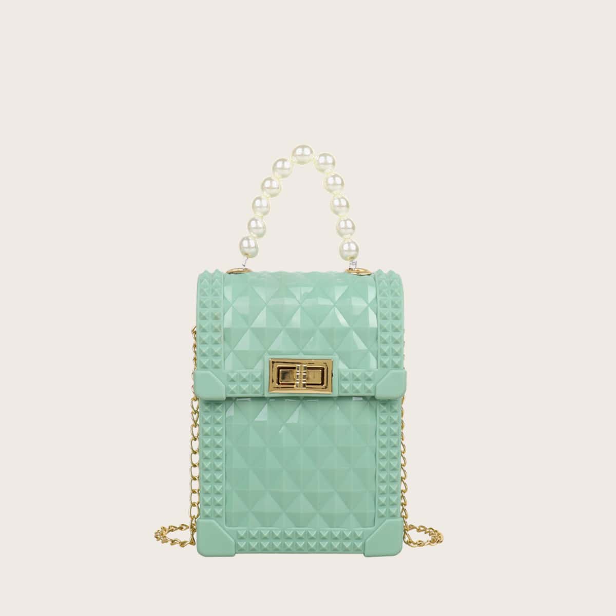 

Turn-lock Satchel Bag, Green