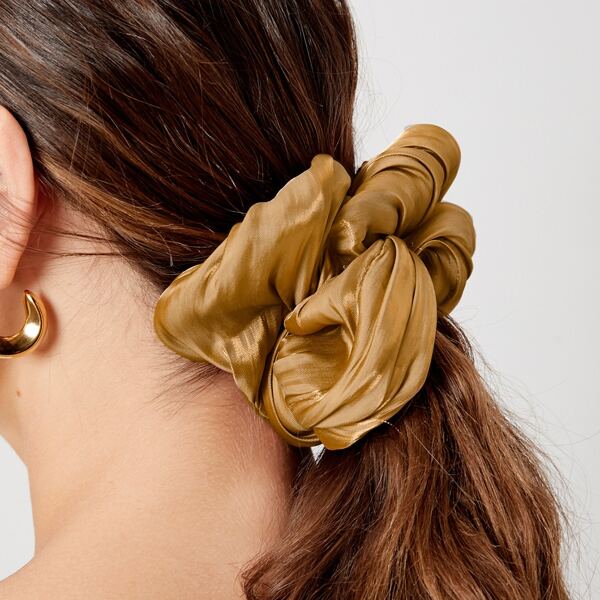 

MINIMALIST SOLID SCRUNCHIE, Coffee brown