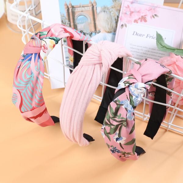 

3pcs Toddler Girls Knot Hair Hoop, Multicolor