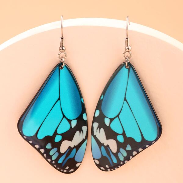 

Girls Butterfly Wings Drop Earrings, Blue